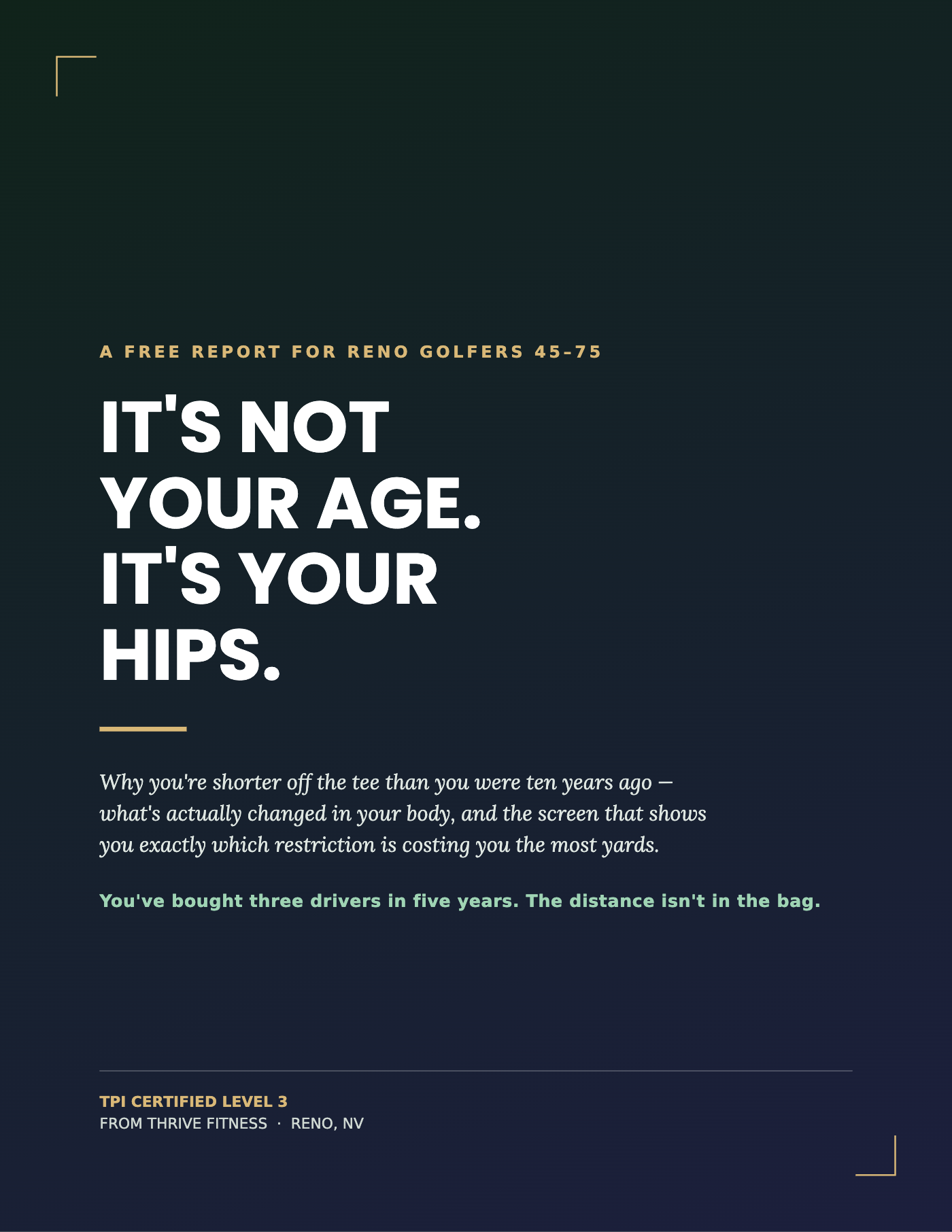 Free report cover: It is Not Your Age. It is Your Hips.